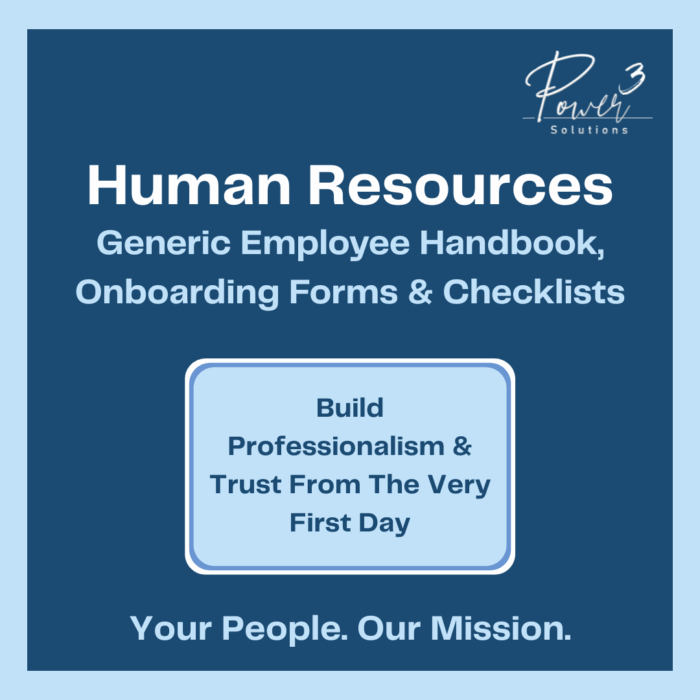 HR - Generic Employee Handbook, Onboarding Forms & Checklists